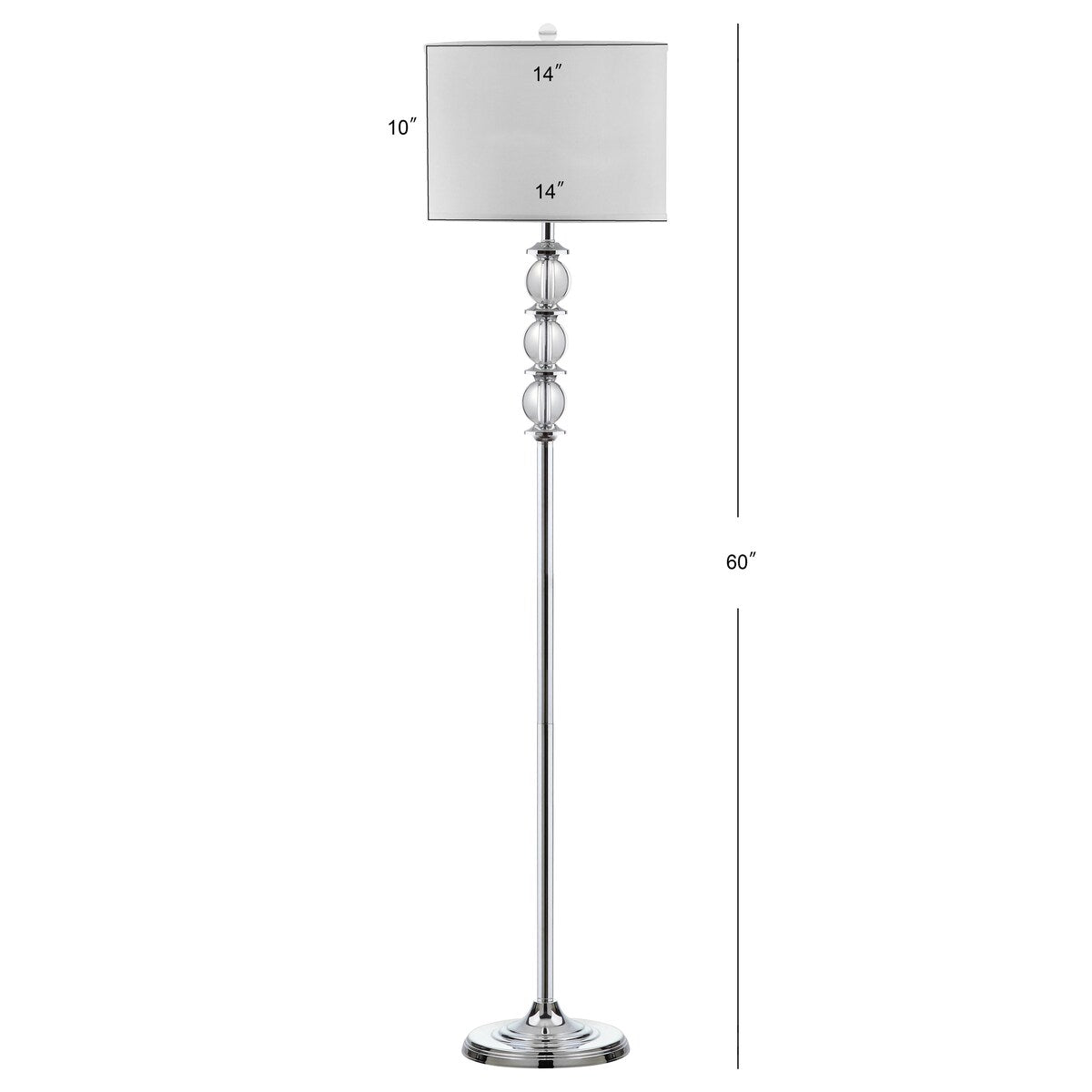 SAFAVIEH Lighting Kristal 60-inch Crystal Floor Lamp - 14"x14"x60" - Clear/Chrome - 14Wx14Dx60H