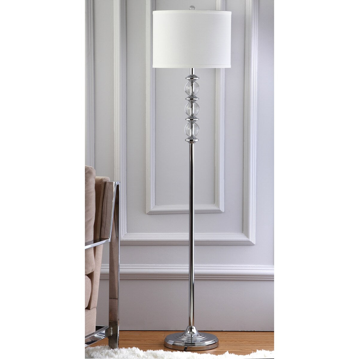 SAFAVIEH Lighting Kristal 60-inch Crystal Floor Lamp - 14"x14"x60" - Clear/Chrome - 14Wx14Dx60H