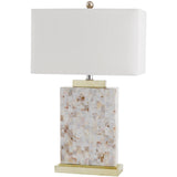 SAFAVIEH Lighting Lakeshia Coastal 25-inch Shell LED Table Lamp - 15" W x 8" L x 24.5" H - 15Wx8Dx25H