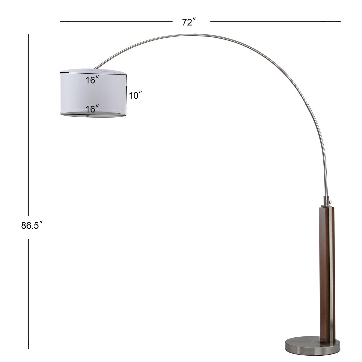 SAFAVIEH Lighting Lashanda 87-inch Arc Floor Lamp - 72"x16"x86.5" - Nickel - 72Wx16Dx87H