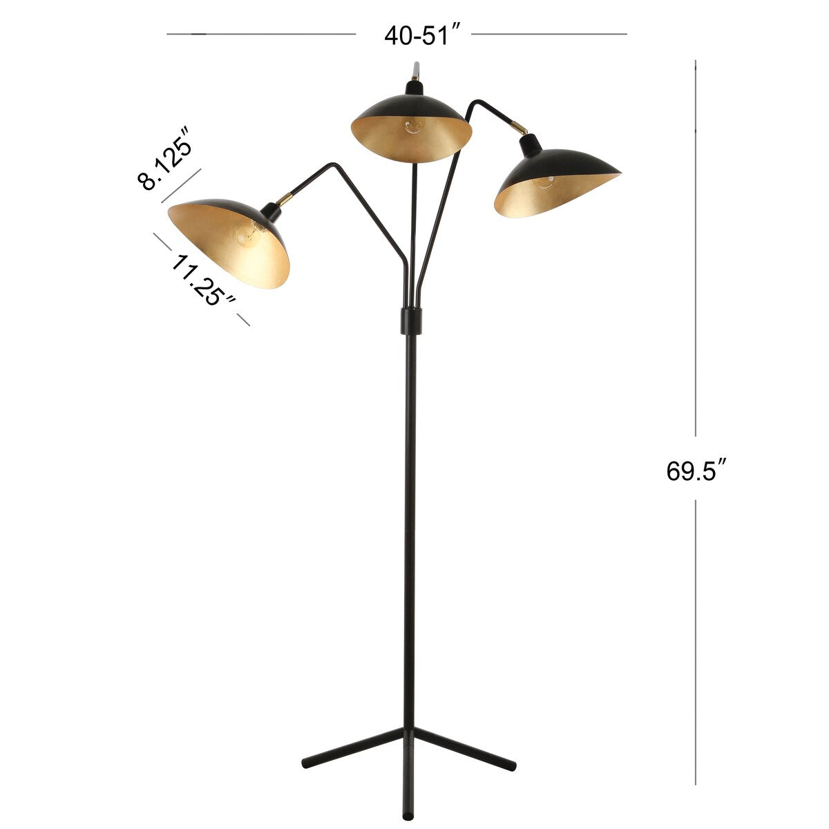 SAFAVIEH Lighting Lasonya 70-inch White/ Gold Floor Lamp - 40-51"x16-29"x69.5" - 51Wx29Dx70H