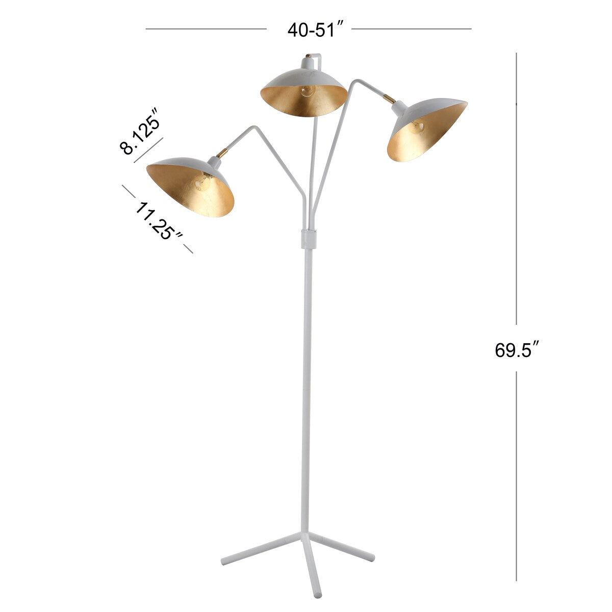 SAFAVIEH Lighting Lasonya 70-inch White/ Gold Floor Lamp - 40-51"x16-29"x69.5" - 51Wx29Dx70H