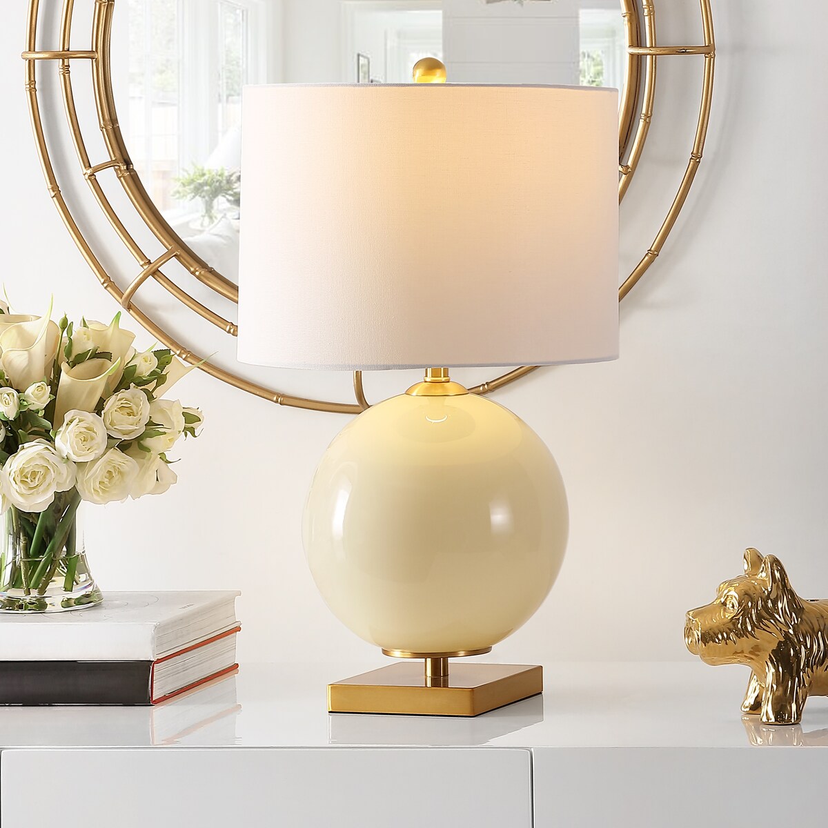 SAFAVIEH Lighting Liubka 24-inch Glass Round Orb LED Table Lamp - 14" W x 14" L x 24" H - 14Wx14Dx24H