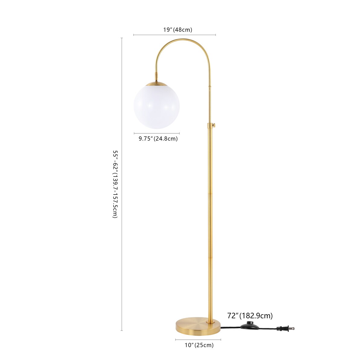 SAFAVIEH Lighting Loree 62-inch Floor Lamp - 10" W x 19" D x 62" H - Brass Gold - 10Wx19Dx65H