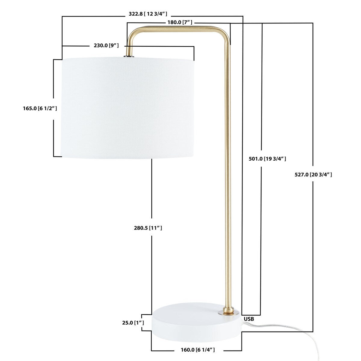 SAFAVIEH Lighting Luma 21" Table Lamp - 6" W x 8" D x 21" H - 6Wx8Dx21H