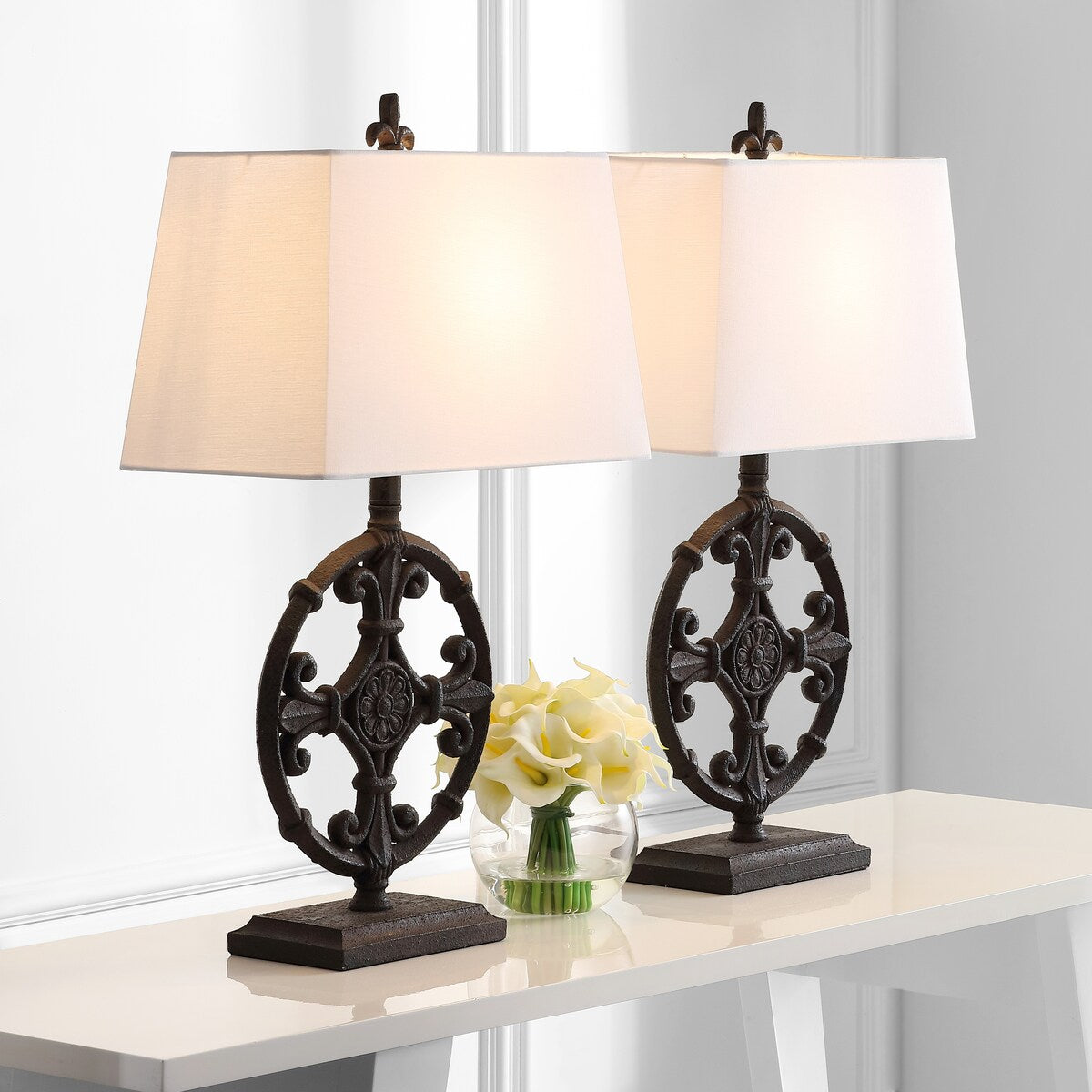 SAFAVIEH Lighting Lydianne 28-inch Iron LED Table Lamp (Set of 2) - 16"x9"x28" - 16Wx9Dx28H