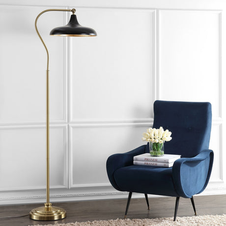 SAFAVIEH Lighting Madlen 68-inch Black Floor Lamp - 21" x 15.8" x 68" - Brass/Gold - 21Wx16Dx68H