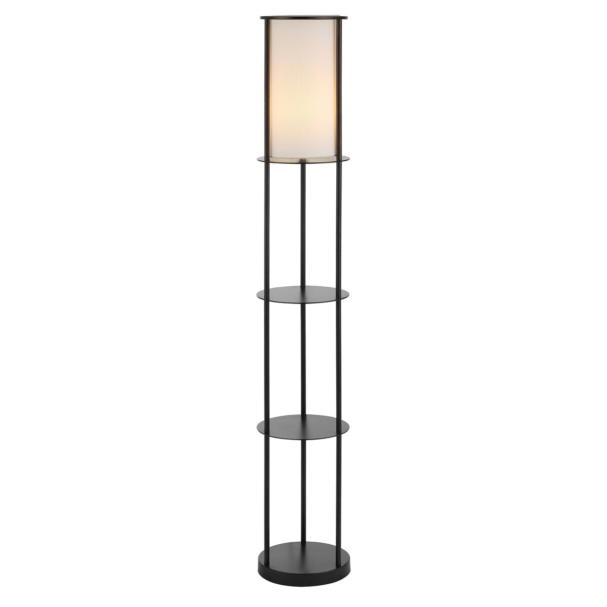 SAFAVIEH Lighting Madonna Black Iron 60-inch 2-Shelf Led Floor Lamp - 10" W x 10" L x 59.5" H - 10Wx10Dx60H