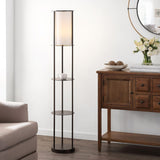 SAFAVIEH Lighting Madonna Black Iron 60-inch 2-Shelf Led Floor Lamp - 10" W x 10" L x 59.5" H - 10Wx10Dx60H