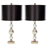 SAFAVIEH Lighting Magali 28-inch Glass Silver Finish Table Lamp (Set of 2) - 14"x14"x27" - 14Wx14Dx27H