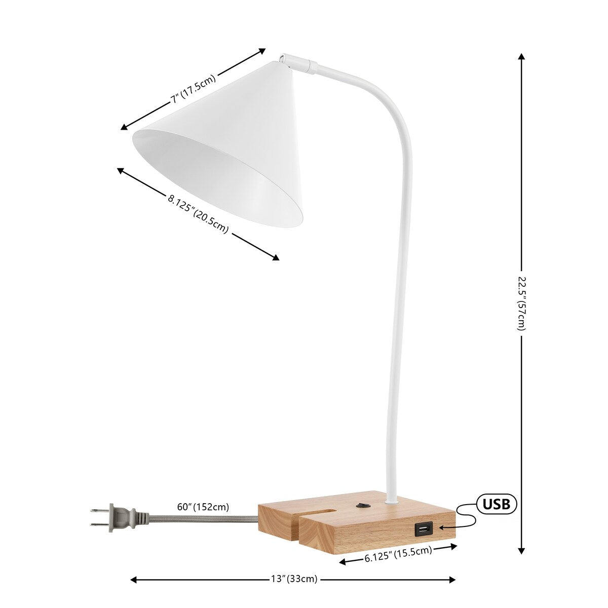 SAFAVIEH Lighting Magarete 23-inch Adjustable Desk Task Table Lamp with Usb Charging Port (LED Bulb Included) - 13Wx8Dx23H