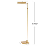 SAFAVIEH Lighting Margurite 65" Floor Lamp - 17.3" x 8.5" x 55-64.5" - Brass Gold - 17Wx9Dx65H