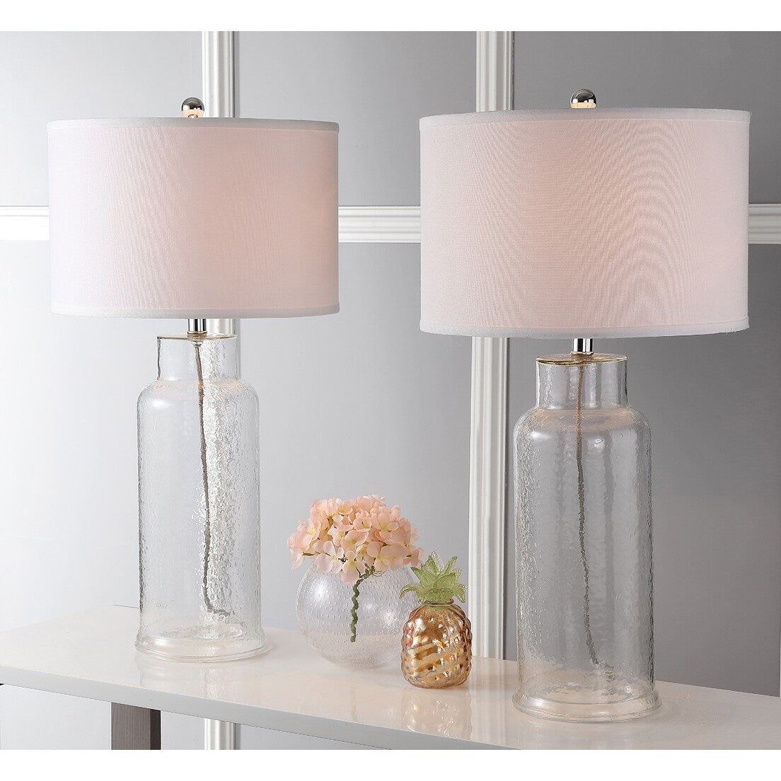 SAFAVIEH Lighting Mayra 29-inch Clear Bottle Glass Table Lamp (Set of 2) - 15.5"x15.5"x29"