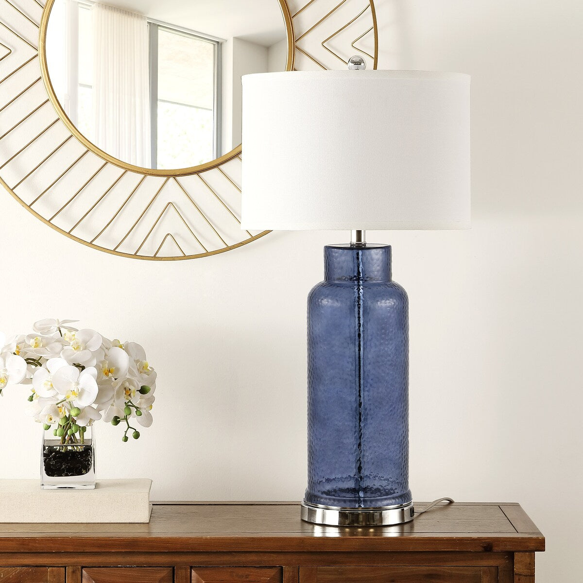 SAFAVIEH Lighting Mayra 29-inch Clear Bottle Glass Table Lamp (Set of 2) - 15.5"x15.5"x29"