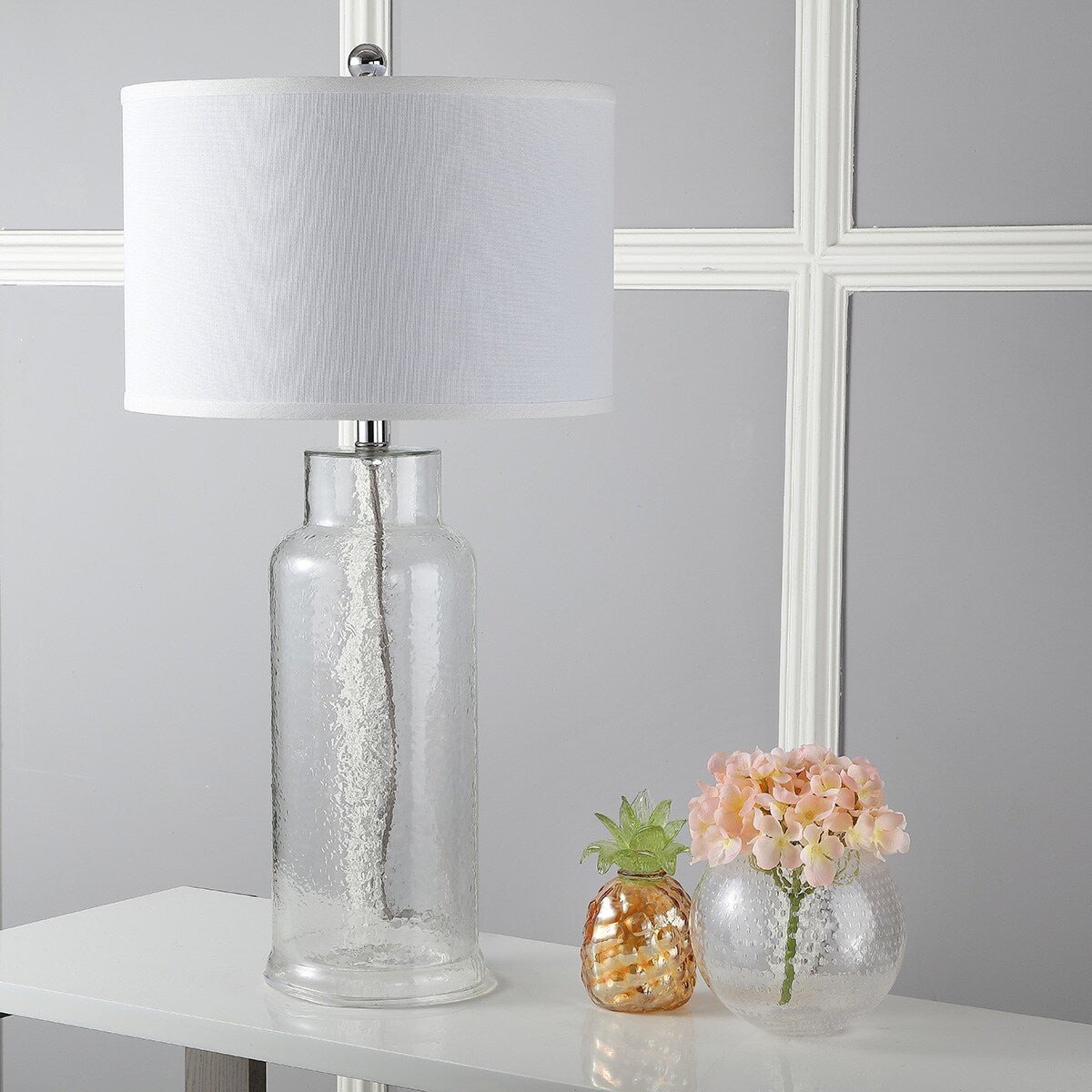 SAFAVIEH Lighting Mayra 29-inch Clear Bottle Glass Table Lamp (Set of 2) - 15.5"x15.5"x29"