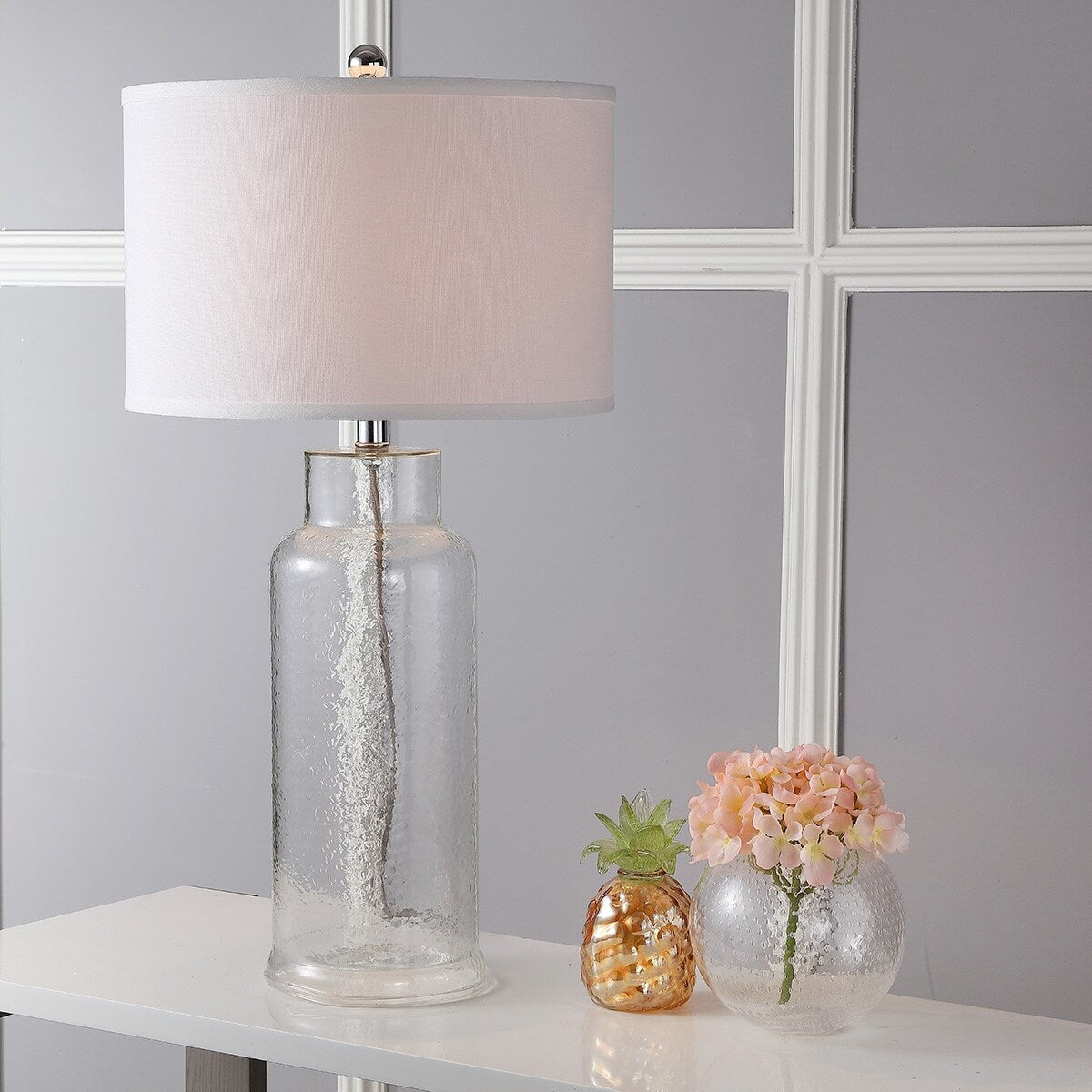 SAFAVIEH Lighting Mayra 29-inch Clear Bottle Glass Table Lamp (Set of 2) - 15.5"x15.5"x29"