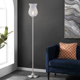 SAFAVIEH Lighting Merna 70-inch Iron Floor Lamp - 11" x 11" x 70" - Nickel - 11Wx11Dx70H