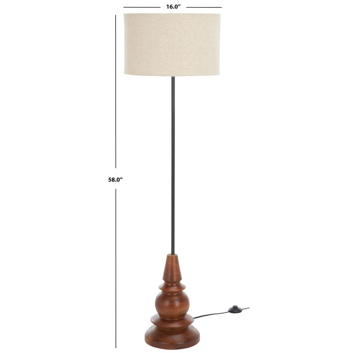 SAFAVIEH Lighting Messina 58-inch Floor Lamp - Brown - 16Wx16Dx58H