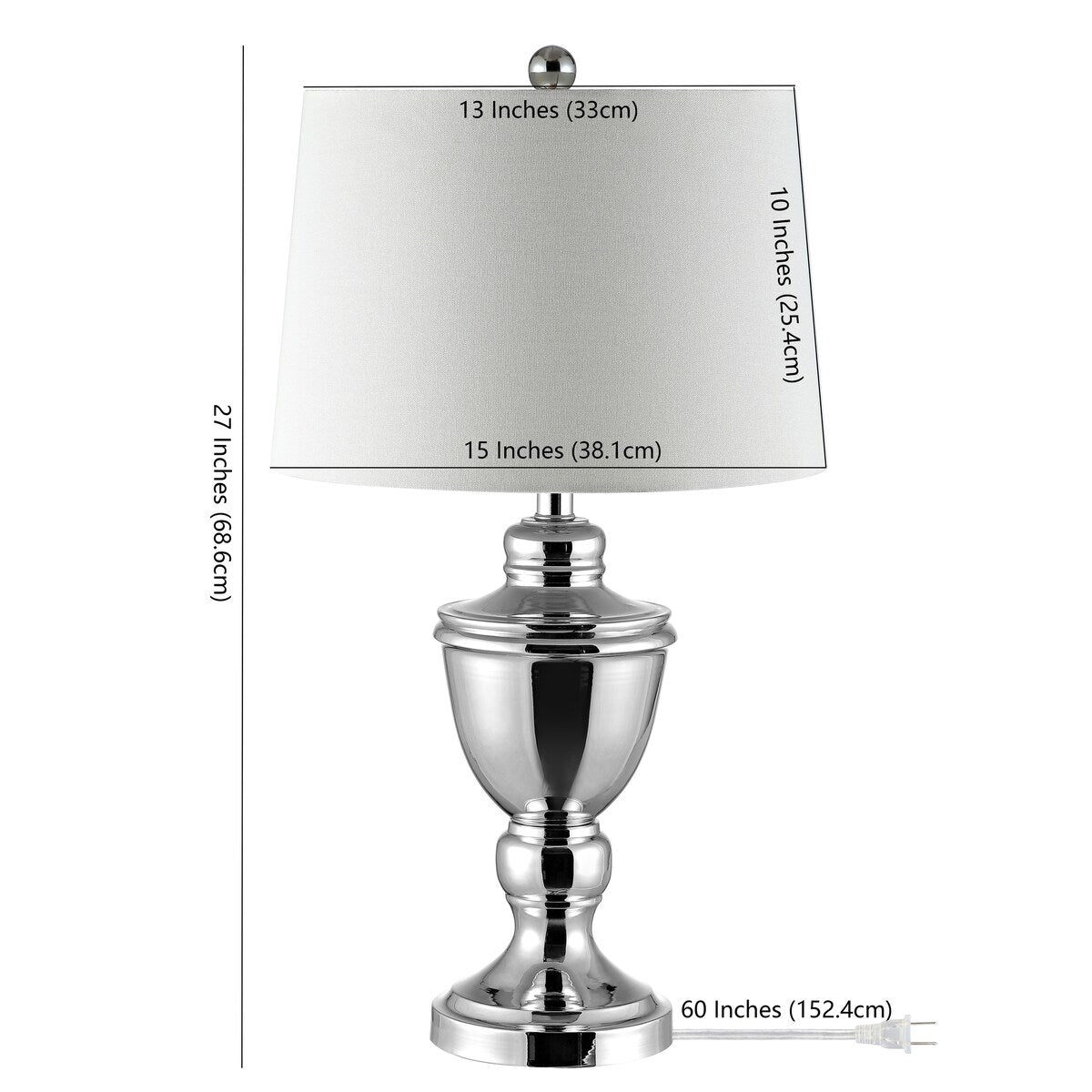 SAFAVIEH Lighting Midori 27-inch Polished Nickel LED Table Lamp - 15" W x 15" L x 27" H - 15Wx15Dx27H