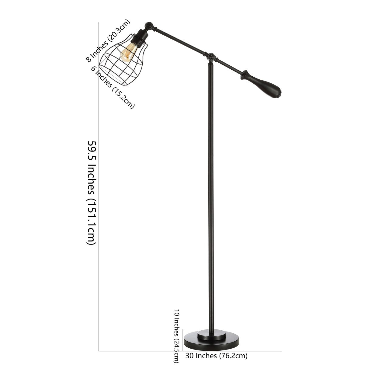 SAFAVIEH Lighting Mihaila 60" Led Floor Lamp - 30" x 10" x 59.5" - Black - 30Wx10Dx60H