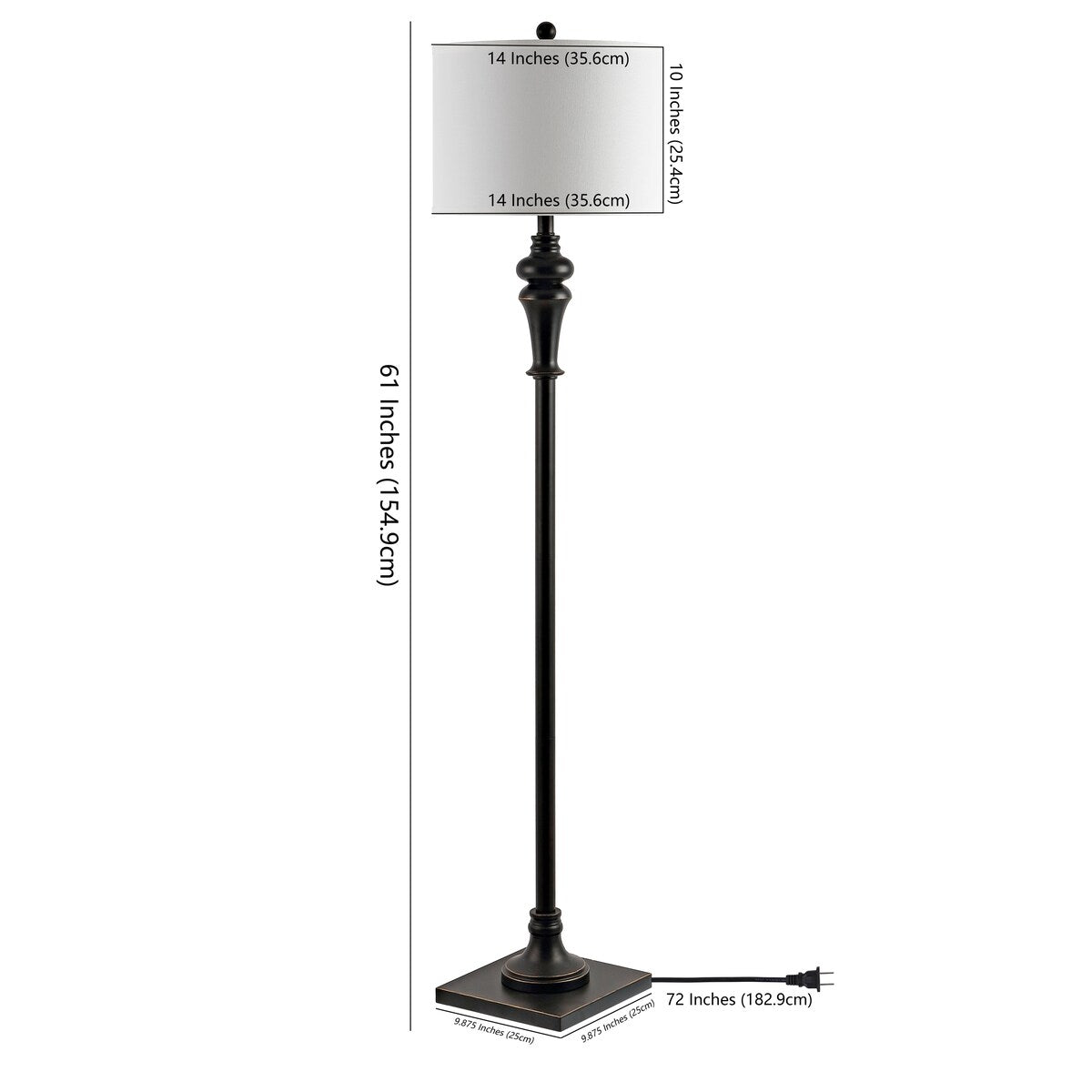 SAFAVIEH Lighting Mikie 61-inch Antique Black Led Floor Lamp - 14" W x 14" L x 61" H - Antique Black - 14Wx14Dx61H