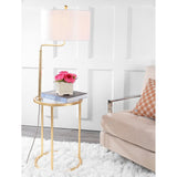 SAFAVIEH Lighting Miko 57-inch Gold Side Table Led Floor Lamp - 17" x 17" x 57" - Gold Leaf - 17Wx17Dx57H