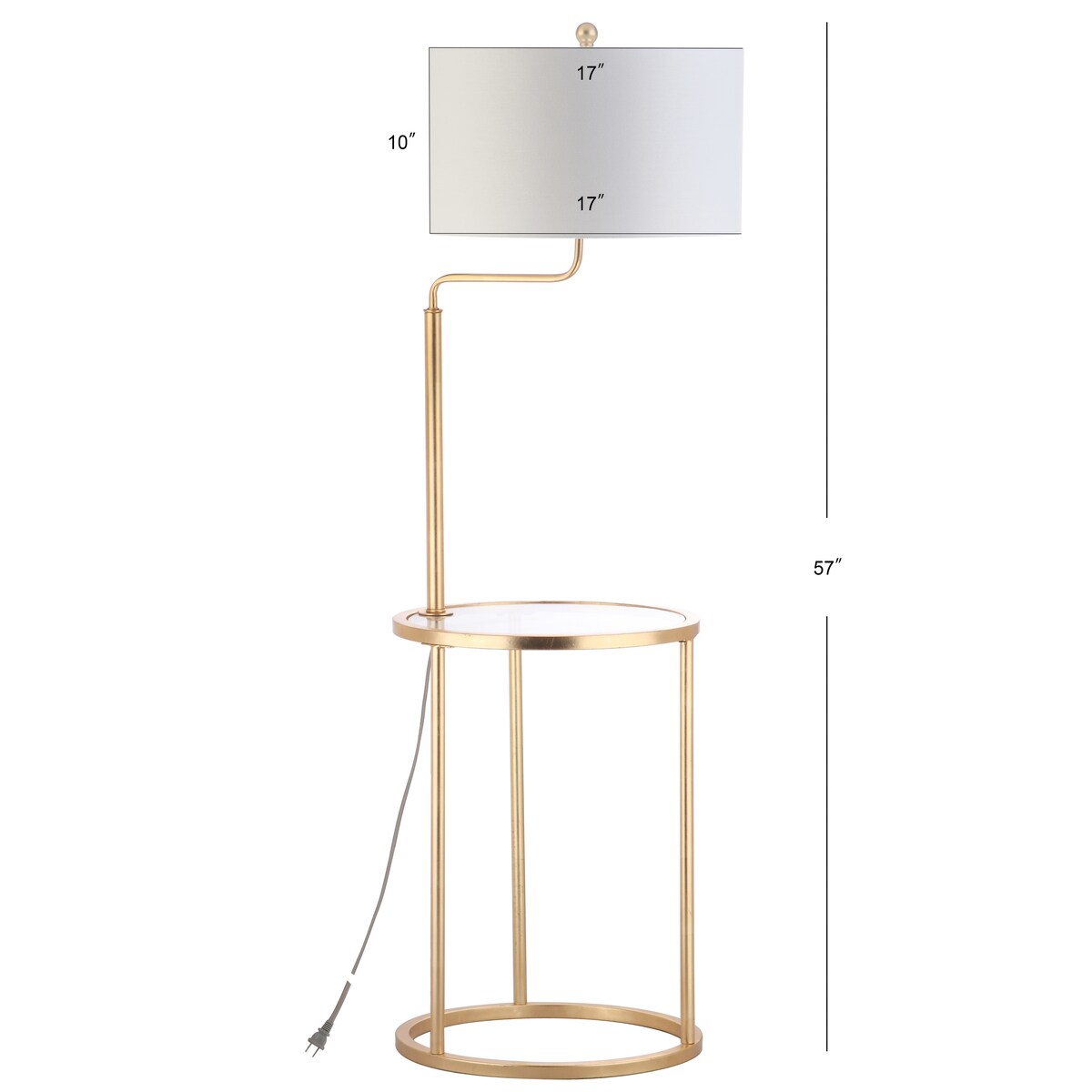 SAFAVIEH Lighting Miko 57-inch Gold Side Table Led Floor Lamp - 17" x 17" x 57" - Gold Leaf - 17Wx17Dx57H