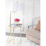 SAFAVIEH Lighting Miko 57-inch Gold Side Table Led Floor Lamp - 17" x 17" x 57" - Gold Leaf - 17Wx17Dx57H