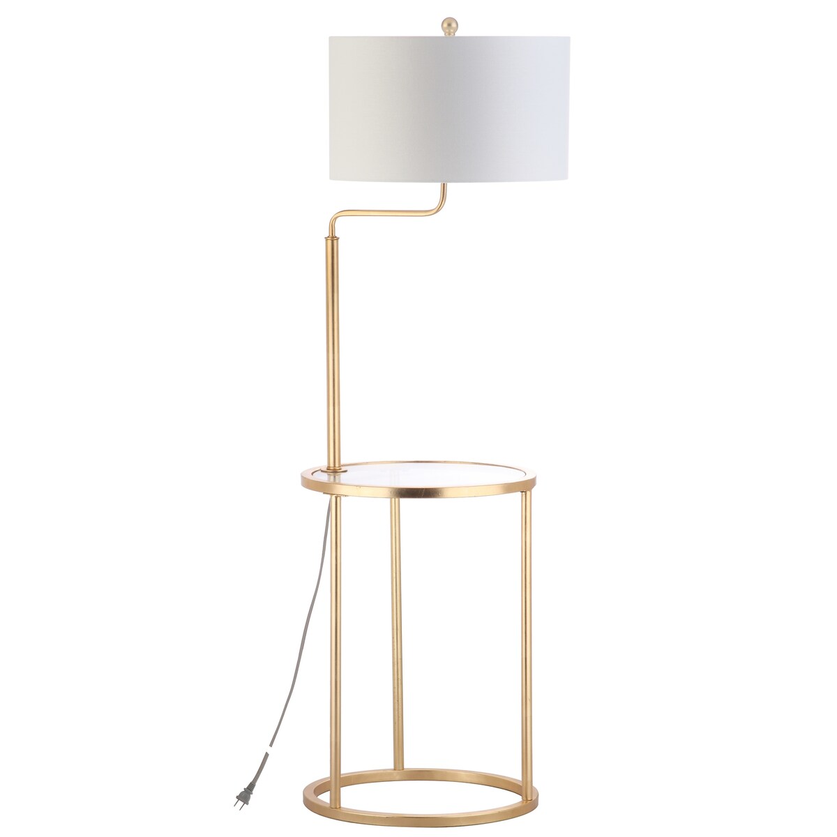 SAFAVIEH Lighting Miko 57-inch Gold Side Table Led Floor Lamp - 17" x 17" x 57" - Gold Leaf - 17Wx17Dx57H