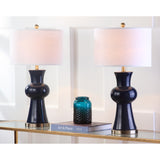 SAFAVIEH Lighting Misti 30 Inch Navy Column Lamp (Set of 2)