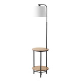 SAFAVIEH Lighting Nerea 63-inch Led 2-Shelf Floor Lamp - 15" W x 15" L x 63" H - Matte Black - 15Wx15Dx63H