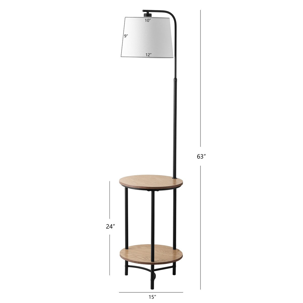 SAFAVIEH Lighting Nerea 63-inch Led 2-Shelf Floor Lamp - 15" W x 15" L x 63" H - Matte Black - 15Wx15Dx63H