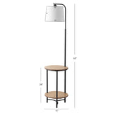 SAFAVIEH Lighting Nerea 63-inch Led 2-Shelf Floor Lamp - 15" W x 15" L x 63" H - Matte Black - 15Wx15Dx63H