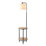 SAFAVIEH Lighting Nerea 63-inch Led 2-Shelf Floor Lamp - 15" W x 15" L x 63" H - Matte Black - 15Wx15Dx63H