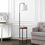 SAFAVIEH Lighting Nerea 63-inch Led 2-Shelf Floor Lamp - 15" W x 15" L x 63" H - Matte Black - 15Wx15Dx63H