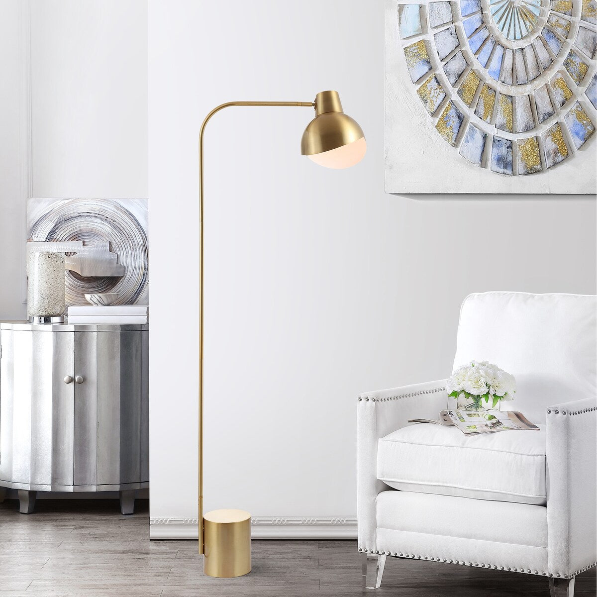 SAFAVIEH Lighting Nette 58-inch Gold Led Floor Lamp - 20.5" x 8" x 57.5" - Brass Gold - 21Wx8Dx58H