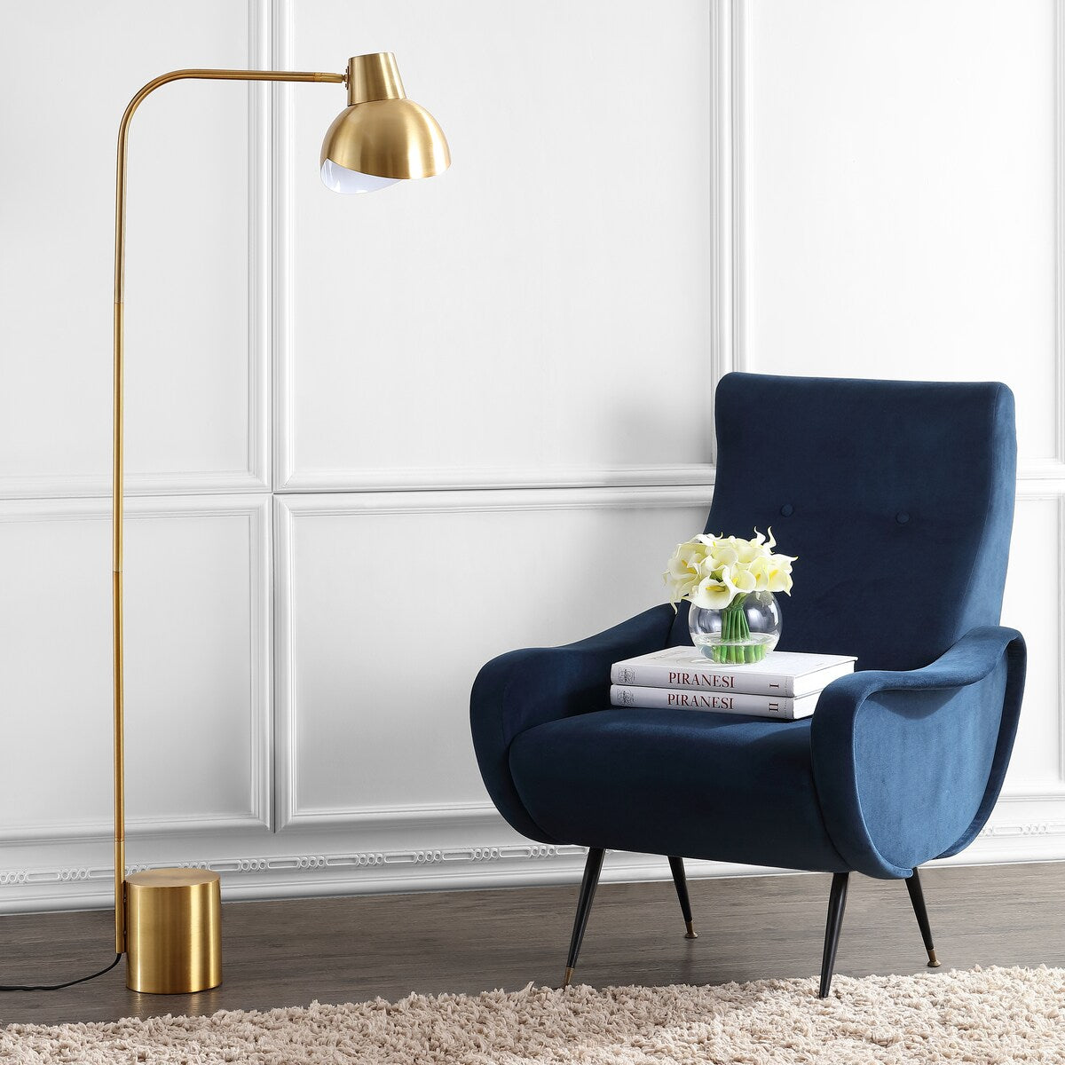 SAFAVIEH Lighting Nette 58-inch Gold Led Floor Lamp - 20.5" x 8" x 57.5" - Brass Gold - 21Wx8Dx58H