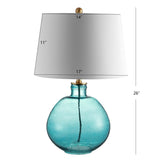 SAFAVIEH Lighting Nevyana 27-inch Glass LED Table Lamp - 17" W x 17" L x 27" H - 17Wx17Dx27H