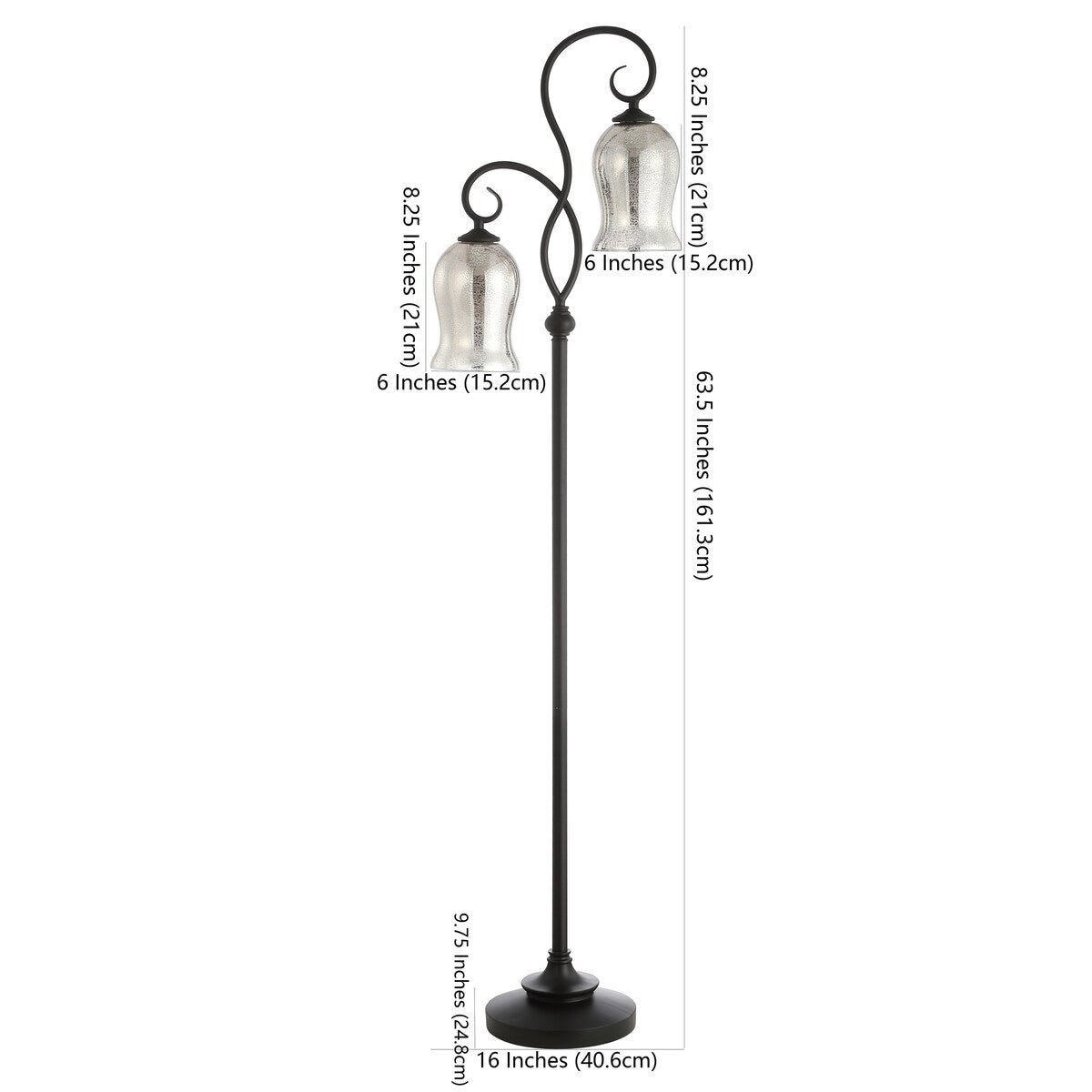 SAFAVIEH Lighting Nevzeta 64-inch Black Led Floor Lamp - 16" x 9.8" x 63.5" - 16Wx10Dx64H