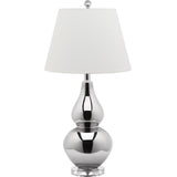 SAFAVIEH Lighting Nia 27-inch Silver Double Gourd Table Lamp - 14"x14"x26" - 14Wx14Dx26H