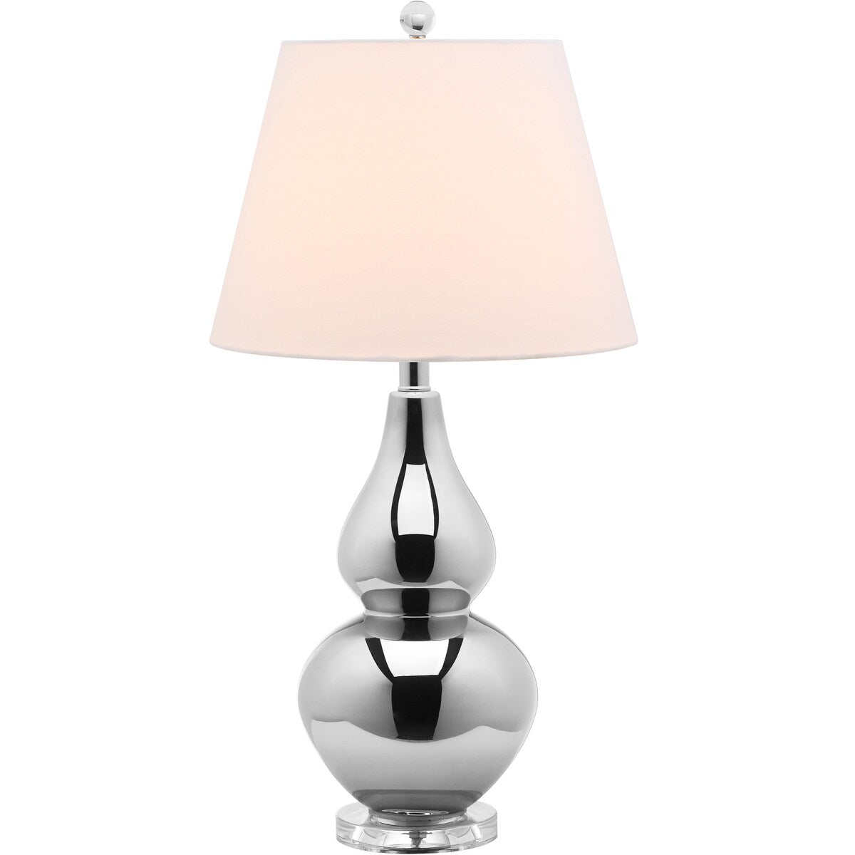 SAFAVIEH Lighting Nia 27-inch Silver Double Gourd Table Lamp - 14"x14"x26" - 14Wx14Dx26H