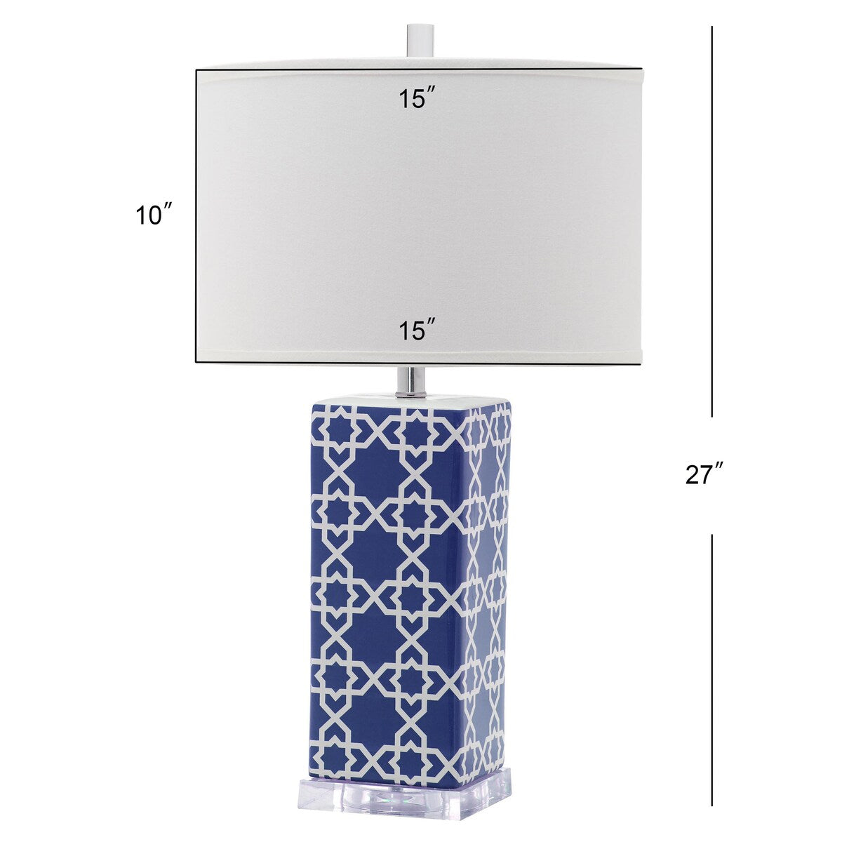 SAFAVIEH Lighting Nichelle 27-inch Navy Quatrefoil Table Lamp (Set of 2) - 15Wx15Dx27H