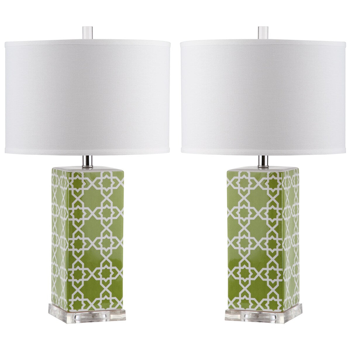 SAFAVIEH Lighting Nichelle 27-inch Navy Quatrefoil Table Lamp (Set of 2) - 15Wx15Dx27H