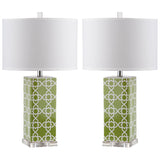 SAFAVIEH Lighting Nichelle 27-inch Navy Quatrefoil Table Lamp (Set of 2) - 15Wx15Dx27H