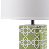 SAFAVIEH Lighting Nichelle 27-inch Navy Quatrefoil Table Lamp (Set of 2) - 15Wx15Dx27H