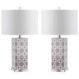 SAFAVIEH Lighting Nichelle 27-inch Navy Quatrefoil Table Lamp (Set of 2) - 15Wx15Dx27H