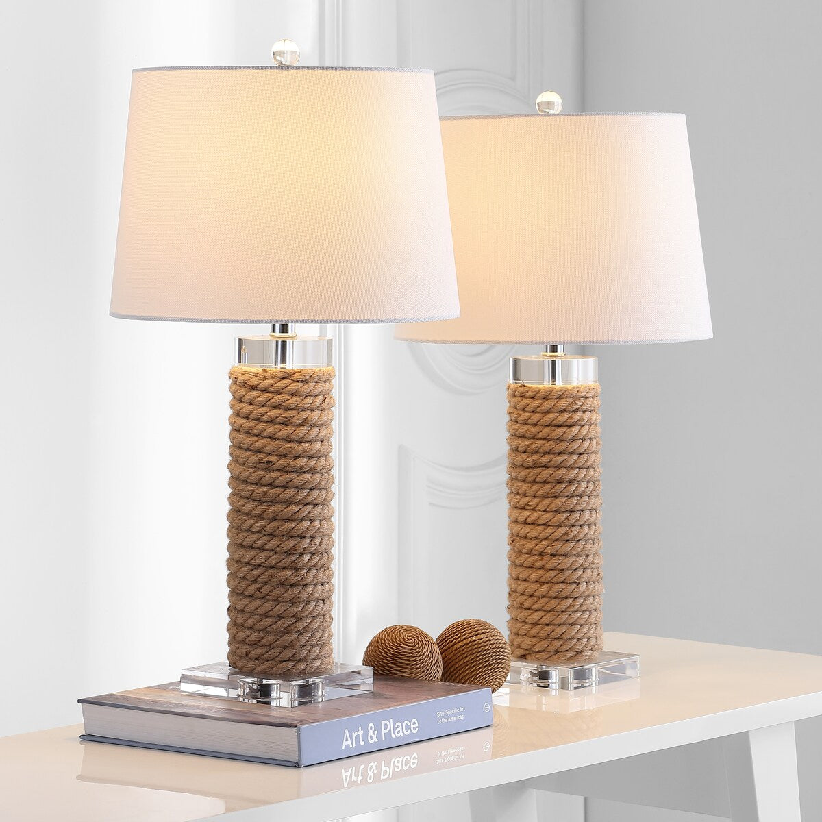 SAFAVIEH Lighting Nichol 26.5-inch Rope Table Lamp (Set of 2) - 14"x14"x26.5" - 14Wx14Dx27H