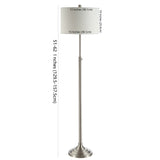 SAFAVIEH Lighting Njomeza 51-62-inch Adjustable Led Floor Lamp - 15" x 15" x 51-62" - Brush Nickel - 15Wx15Dx62H