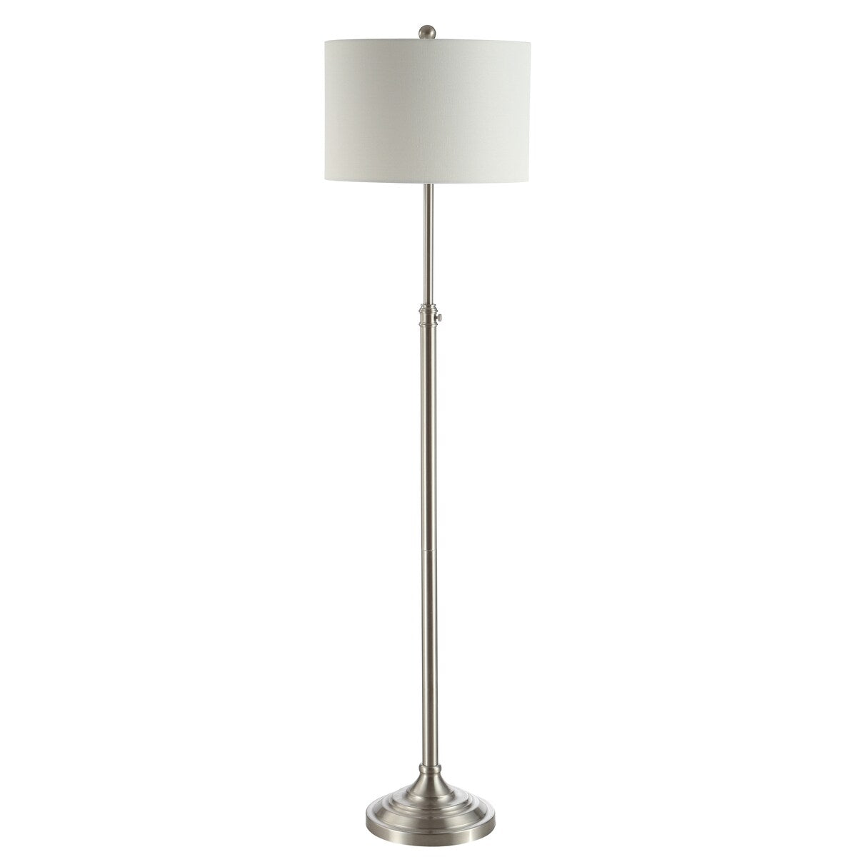 SAFAVIEH Lighting Njomeza 51-62-inch Adjustable Led Floor Lamp - 15" x 15" x 51-62" - Brush Nickel - 15Wx15Dx62H