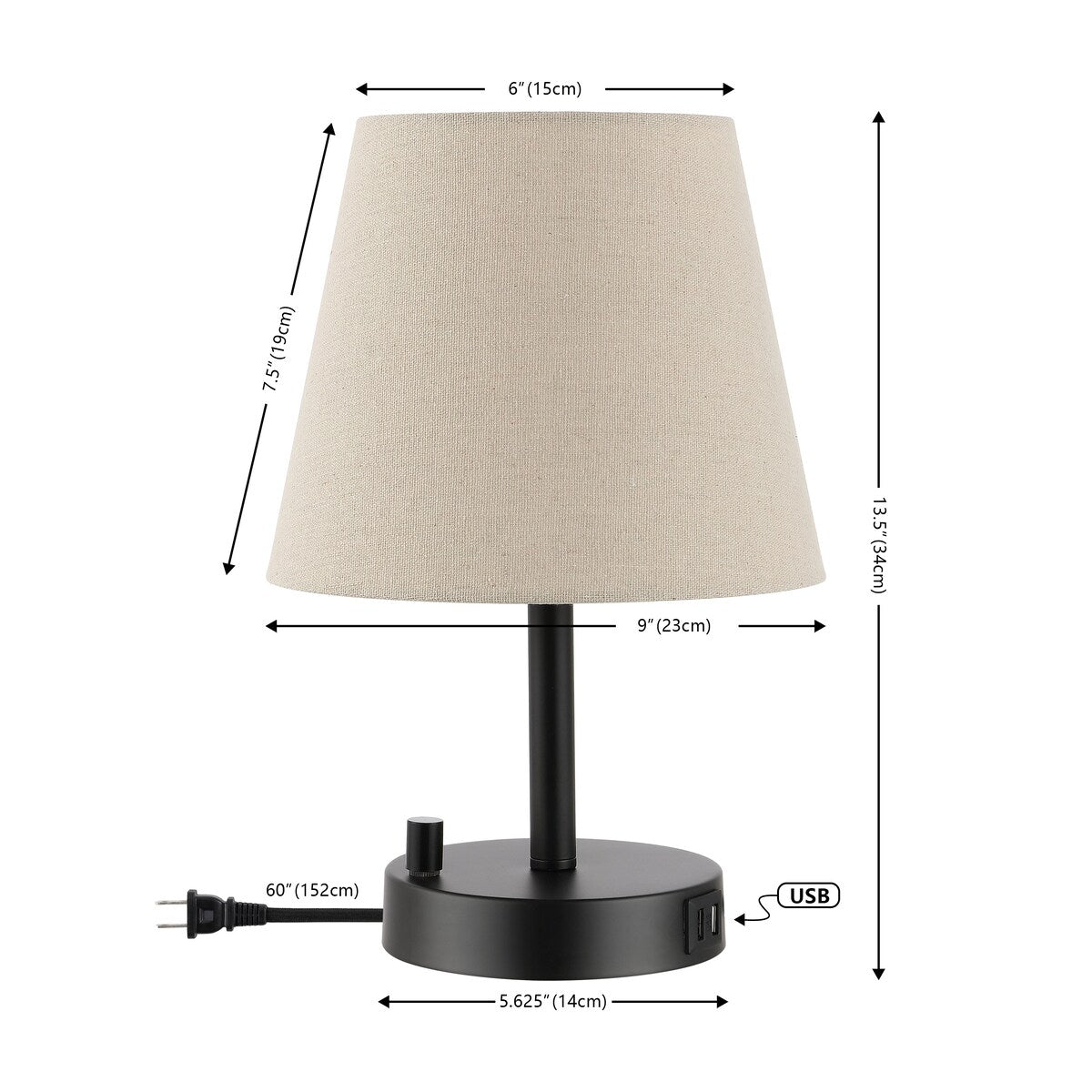 SAFAVIEH Lighting Oceana 14-inch Table Lamp with Usb Charging Port (LED Bulb Included) - 9 In. W x 9 In. D x 13.5 In. H